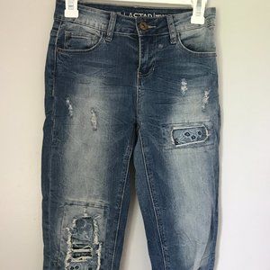 VanillaStar Mid-Rise Skinny Jeans + Floral Patches